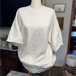 Zara Cream Oversized Short Sleeved Sweatshirt